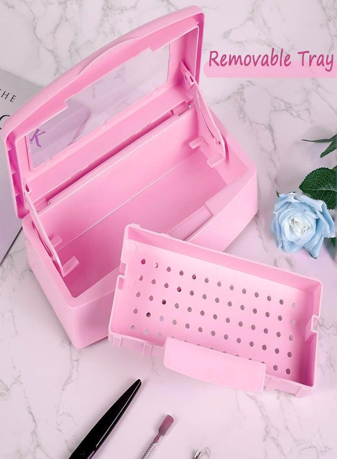 Gusnilo Nail Tool Sterilizer Box Disinfectant Jar Plastic Disinfectant Container Suitable for Nail Tools Hair Salons Beauty Centers and Manicure and Nail Equipment(Pink) - Image 5